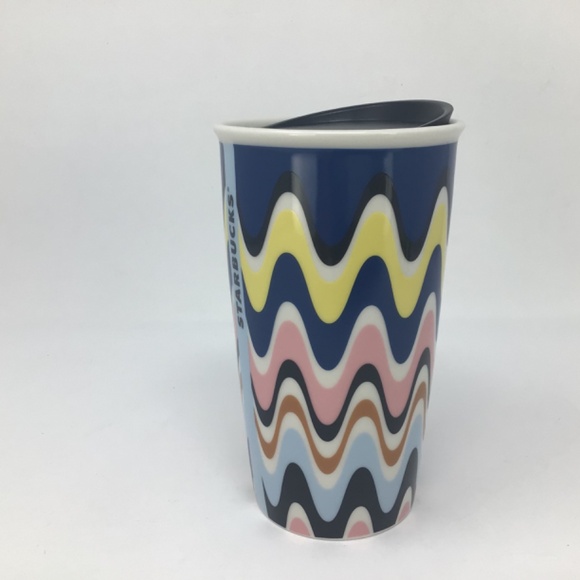Starbucks Wavy Pastel Stripe Ceramic Travel Tumbler 12oz - Picture 2 of 8